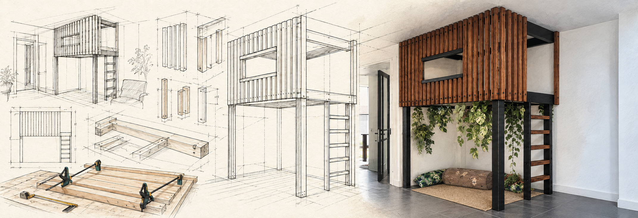 Boomhut journey from pencil plan and timber construction to the finished indoor treehouse